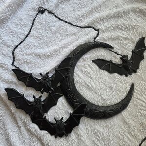 Black Bats and Crescent Moon Wall Hanging Heavy Duty. This Is Not Small.